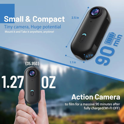 128GB FHD 4K Mini Body POV Camera, Wearable Action Body Cam, Thumb Size Hands Free Recording Body Worn Camera, Premium